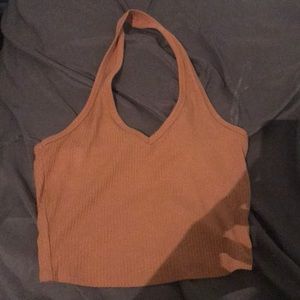 orange halter crop top